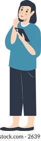 Young People Holding Technology Device. Vector Illustration in Flat Cartoon Design.