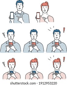 Young people illustration with smartphones
