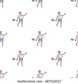 Young people involved in badminton. The game of badminton with a partner.Olympic sports single icon in cartoon style vector symbol stock illustration.