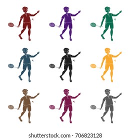 Young people involved in badminton. The game of badminton with a partner.active sports single icon in black style vector symbol stock illustration.