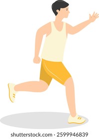 Young People Jogging Illustration. Healthy Lifestyle. Isolated on White Background. Vector Character Design.