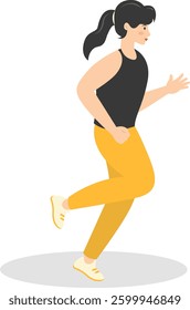 Young People Jogging Illustration. Healthy Lifestyle. Isolated on White Background. Vector Character Design.