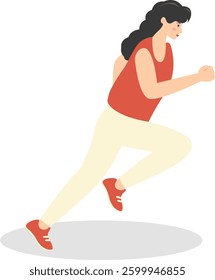 Young People Jogging Illustration. Healthy Lifestyle. Isolated on White Background. Vector Character Design.