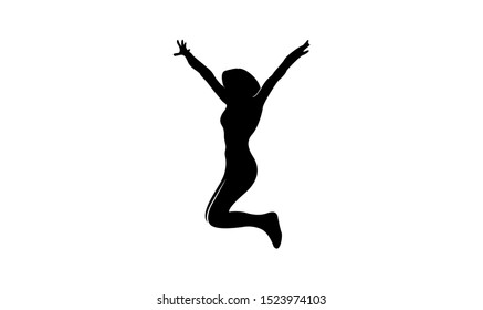 young people jump fun logo icon design vector