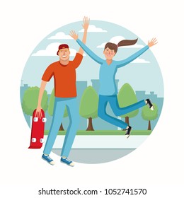 Young people jumping