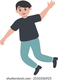 Junge Leute, die Charakter springen. Vektor-Cartoon-Clipart einzeln auf weißem Hintergrund.