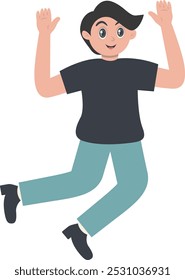 Junge Leute, die Charakter springen. Vektor-Cartoon-Clipart einzeln auf weißem Hintergrund.