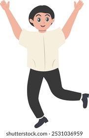 Junge Leute, die Charakter springen. Vektor-Cartoon-Clipart einzeln auf weißem Hintergrund.