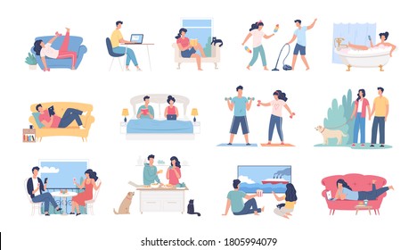 Young People Lifestyle Vector Illustration Set Stock Vector (Royalty ...