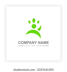 Young People Logo Template for Environmental Care Foundation, Nature Liebhaber Community, Hygiene Organisation, Social Care Foundation. Vektor für erfolgreiche Menschen mit Logo für gesundes Leben