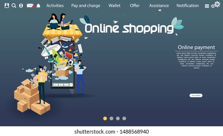 Young people looking for likes on social media - Online shopping using smartphone -  Creativity modern Idea and Concept illustration vector Infographic template.