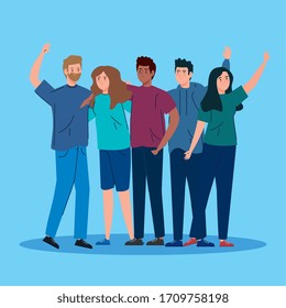 young people meeting avatar characters vector illustration design