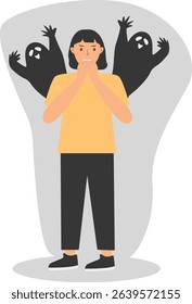 Young People Mental Disorder. Depressed and Frustrated. Flat Cartoon Vector Illustration