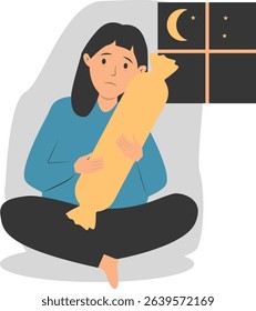 Young People Mental Disorder. Depressed and Frustrated. Flat Cartoon Vector Illustration