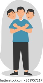 Young People Mental Disorder. Depressed and Frustrated. Flat Cartoon Vector Illustration