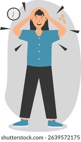 Young People Mental Disorder. Depressed and Frustrated. Flat Cartoon Vector Illustration