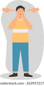 Young People Mental Disorder. Depressed and Frustrated. Flat Cartoon Vector Illustration
