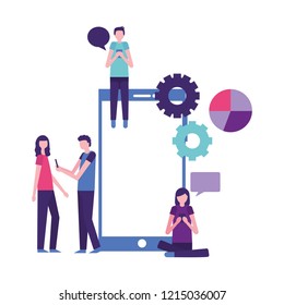 young people with mobile devices technology