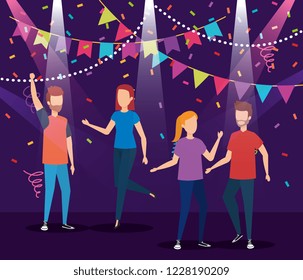 Young people on a party design