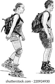 young people on roller skates