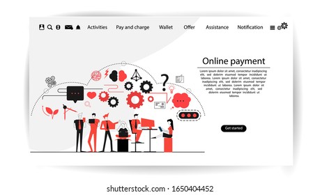 Young people on social media, with Cellphone, Tablet ,Laptop,Computer,  Online payment Business  Infographic template.