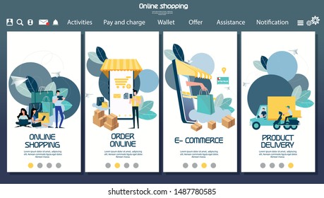 Young people with  Online shopping banner,mobile app,  Creativity modern Idea and Concept illustration  flat design Infographic template.