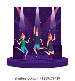 young people with party hat celebrating
