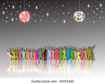  young people at party - vector