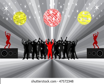  young people at party - vector