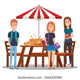 young people in picnic day scene
