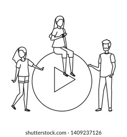 young people with play button