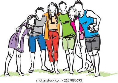 young people playing together friendship concept sportif vector illustration