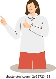 Young People Pointing Illustration with Cartoon Design Style. Isolated Vector Character
