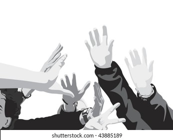 young people raised hands