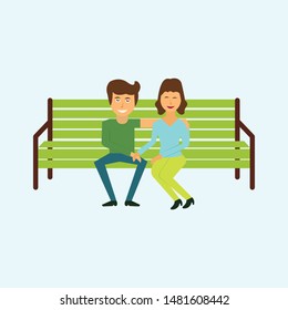 Young People Seating Bench City Park Stock Vector (royalty Free 