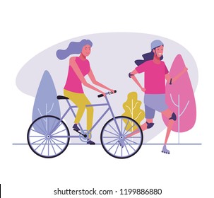 Young people sharing free time