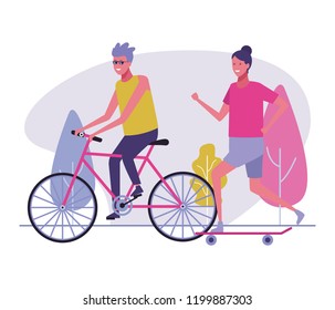 Young people sharing free time
