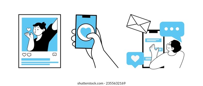 Young people social media app communication concept