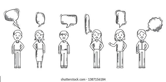 young people with speech bubbles