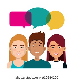 young people with speech bubbles avatars group