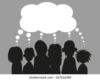 Young People with speech bubbles in a debate or sharing ideas. EPS 10