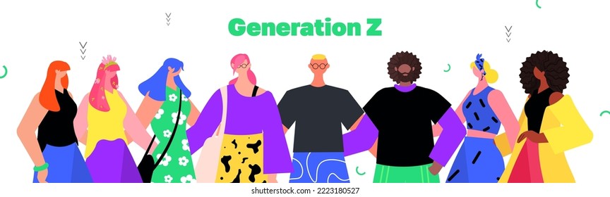 young people standing together generation Z lifestyle concept new modern demography trend with progressive youth gen