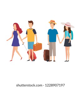 young people with suitcases travel