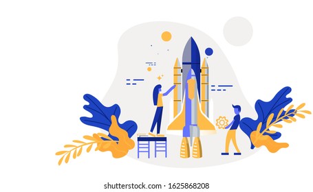Young people  theme  business startup, creative modern Idea and Concept illustration,flat design.