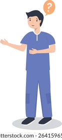 Young People Thinking and Asking Question. Flat Cartoon Vector Illustration.