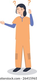 Young People Thinking and Asking Question. Flat Cartoon Vector Illustration.