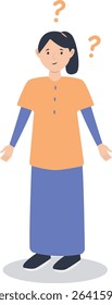 Young People Thinking and Asking Question. Flat Cartoon Vector Illustration.