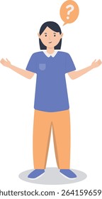 Young People Thinking and Asking Question. Flat Cartoon Vector Illustration.