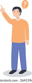Young People Thinking and Asking Question. Flat Cartoon Vector Illustration.