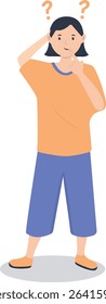 Young People Thinking and Asking Question. Flat Cartoon Vector Illustration.